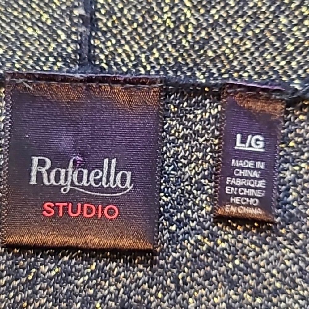 Rafaella Black & Metallic Gold Long Cardigan, Size Large - Picture 8 of 9